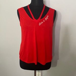 Fifth Sun Embroidered Stars and Stripes Cutout Tee